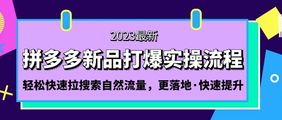 拼多多-新品打爆实操流程：轻松快速拉搜索自然流量，更落地·快速提升-即时风口网