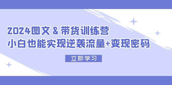 2024 图文+带货训练营，小白也能实现逆袭流量+变现密码-即时风口网