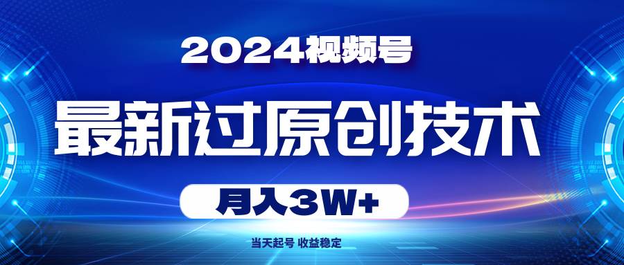 2024视频号最新过原创技术，当天起号，收益稳定，月入3W+-即时风口网