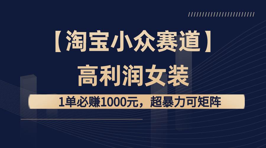 【淘宝小众赛道】高利润女装：1单必赚1000元，超暴力可矩阵-即时风口网