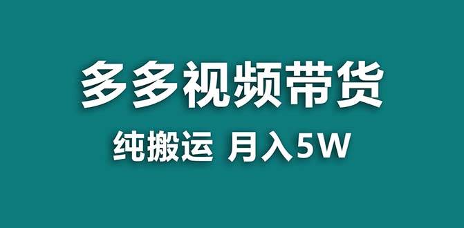 【蓝海项目】拼多多视频带货 纯搬运一个月搞了5w佣金，小白也能操作 送工具-即时风口网