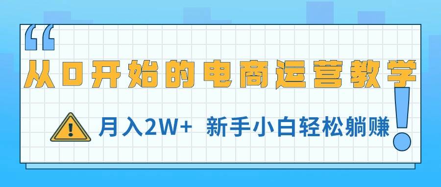 从0开始的电商运营教学，月入2W+，新手小白轻松躺赚-即时风口网