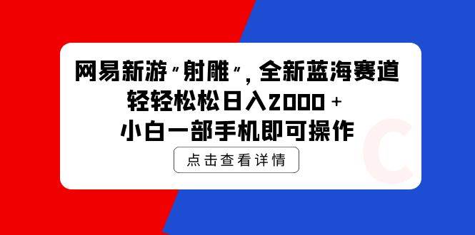 网易新游 射雕 全新蓝海赛道，轻松日入2000＋小白一部手机即可操作-即时风口网