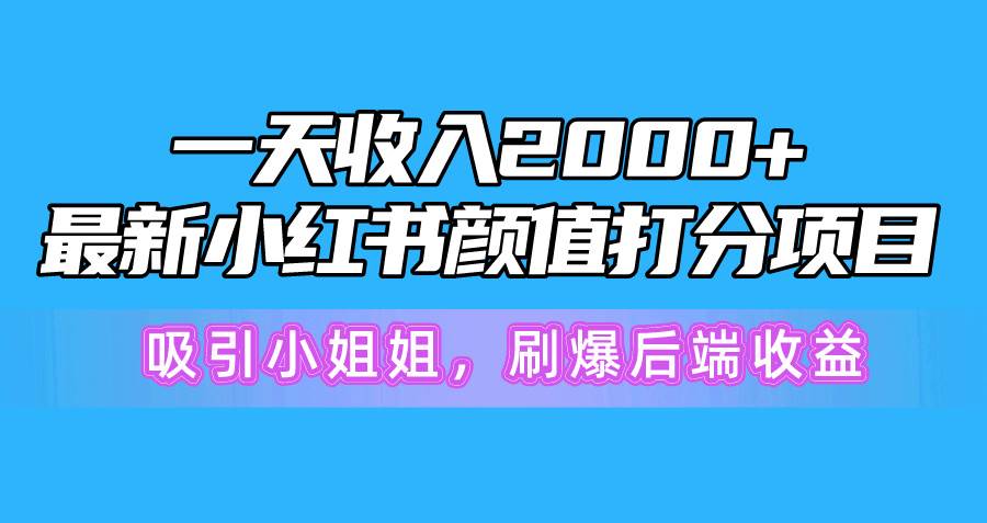 一天收入2000+，最新小红书颜值打分项目，吸引小姐姐，刷爆后端收益-即时风口网