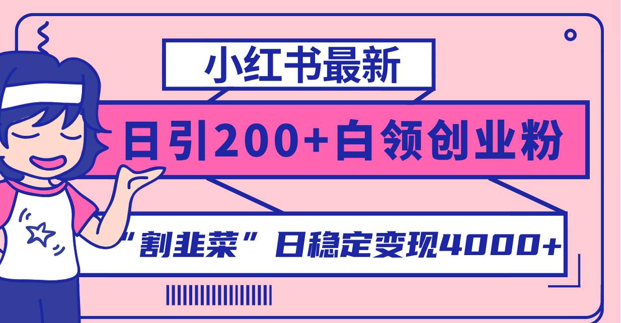 小红书最新日引200+创业粉”割韭菜“日稳定变现4000+实操教程！-即时风口网