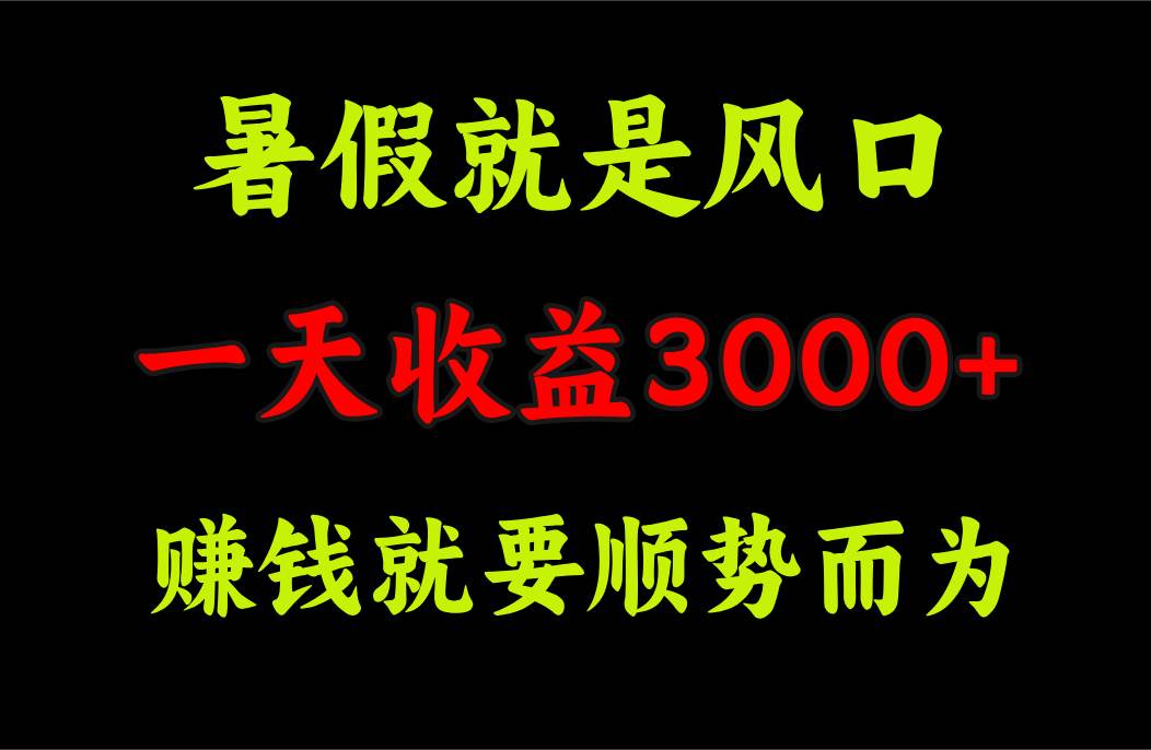 一天收益3000+ 赚钱就是顺势而为，暑假就是风口-即时风口网