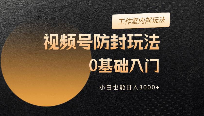 2024视频号升级防封玩法，零基础入门，小白也能日入3000+-即时风口网