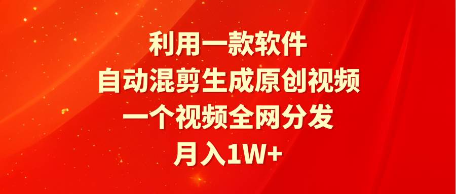 利用一款软件，自动混剪生成原创视频，一个视频全网分发，月入1W+附软件-即时风口网