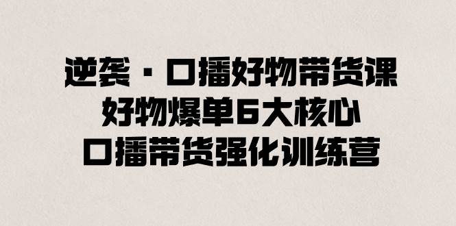 逆袭·口播好物带货课，好物爆单6大核心，口播带货强化训练营-即时风口网