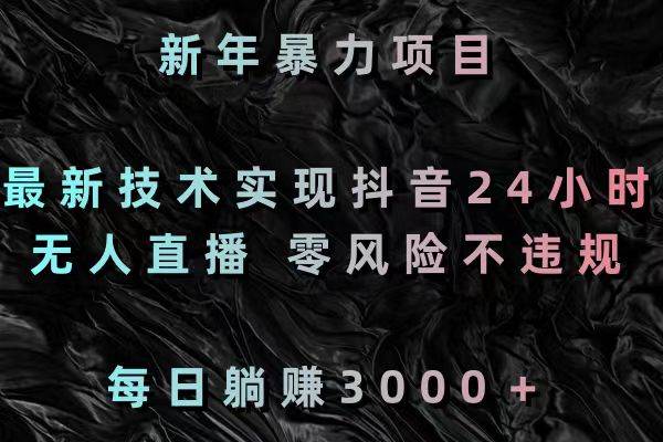 新年暴力项目，最新技术实现抖音24小时无人直播 零风险不违规 每日躺赚3000-即时风口网