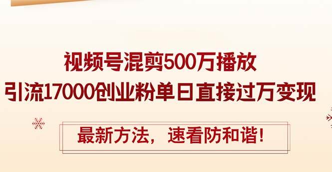 精华帖视频号混剪500万播放引流17000创业粉，单日直接过万变现，最新方…-即时风口网