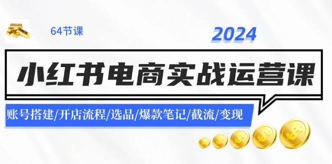 2024小红书电商实战运营课：账号搭建/开店流程/选品/爆款笔记/截流/变现-即时风口网