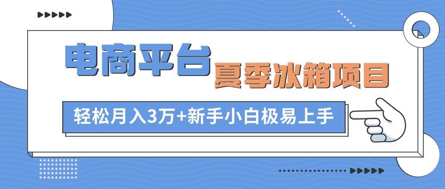 电商平台夏季冰箱项目，轻松月入3万+，新手小白极易上手-即时风口网