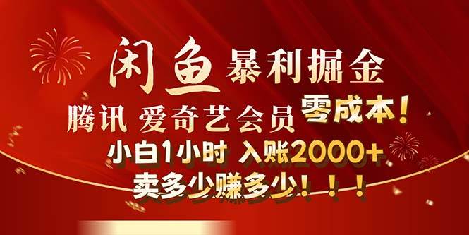 闲鱼全新暴力掘金玩法，官方正品影视会员无成本渠道！小白1小时收…-即时风口网