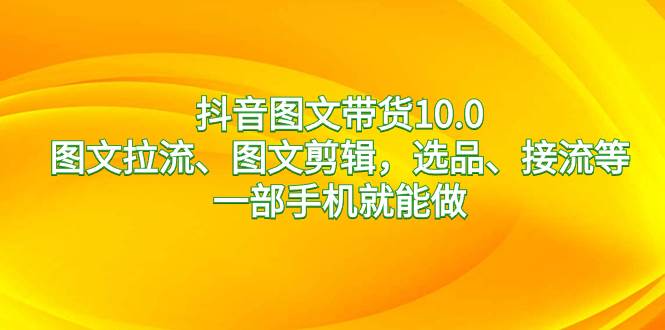 抖音图文带货10.0，图文拉流、图文剪辑，选品、接流等，一部手机就能做-即时风口网