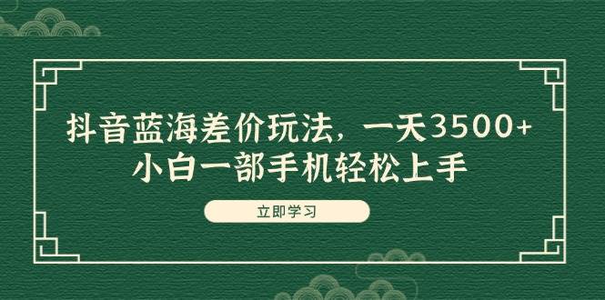 抖音蓝海差价玩法，一天3500+，小白一部手机轻松上手-即时风口网