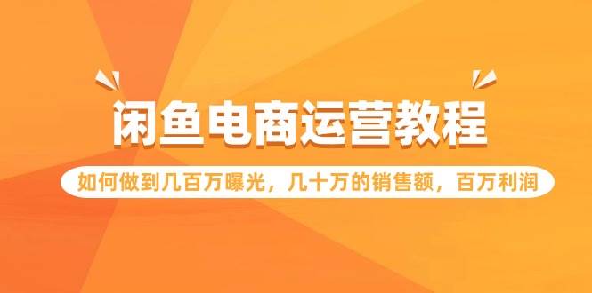 闲鱼电商运营教程：如何做到几百万曝光，几十万的销售额，百万利润-即时风口网