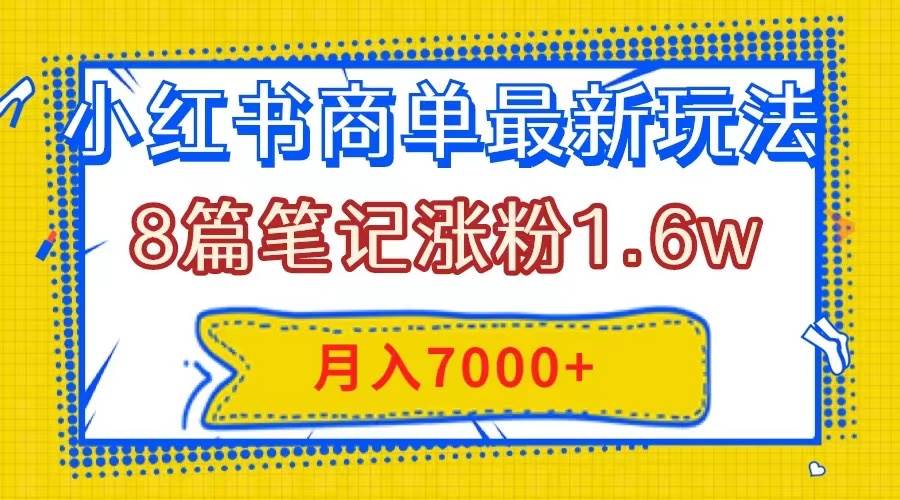 小红书商单最新玩法，8篇笔记涨粉1.6w，几分钟一个笔记，月入7000+-即时风口网