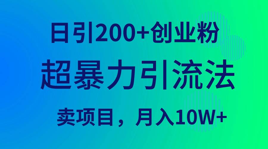 超暴力引流法，日引200+创业粉，卖项目月入10W+-即时风口网