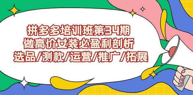 拼多多培训班第34期：做高价女装必盈利剖析  选品/测款/运营/推广/拓展-即时风口网