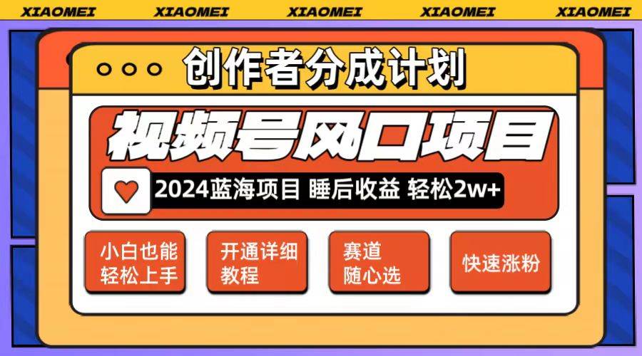 微信视频号大风口项目 轻松月入2w+ 多赛道选择，可矩阵，玩法简单轻松上手-即时风口网