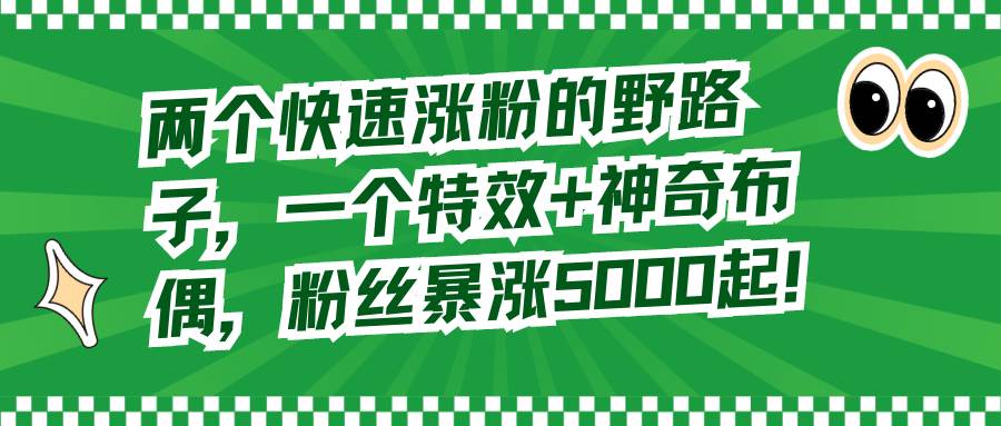 两个快速涨粉的野路子，一个特效+神奇布偶，粉丝暴涨5000起！-即时风口网