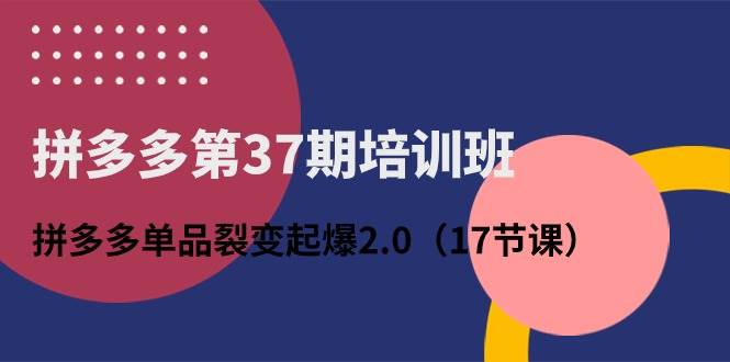 拼多多第37期培训班：拼多多单品裂变起爆2.0（17节课）-即时风口网