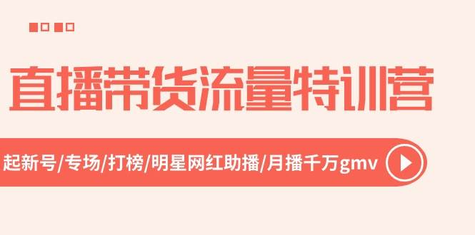 直播带货流量特训营，起新号-专场-打榜-明星网红助播 月播千万gmv（52节）-即时风口网