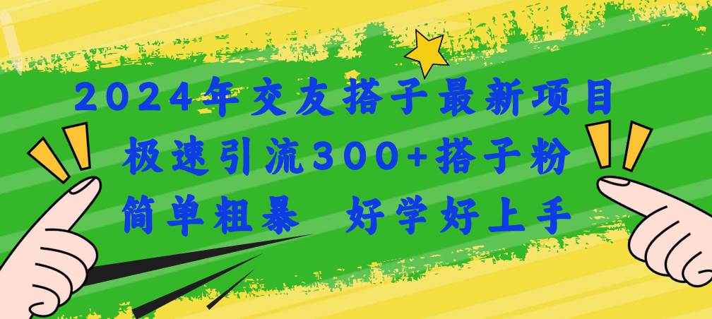 2024年交友搭子最新项目，极速引流300+搭子粉，简单粗暴，好学好上手-即时风口网