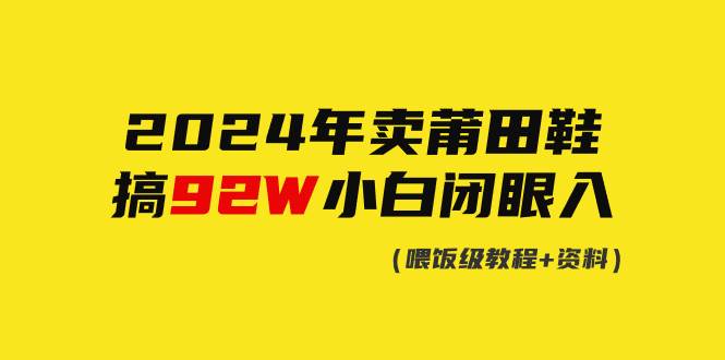 2024年卖莆田鞋，搞了92W，小白闭眼操作！-即时风口网