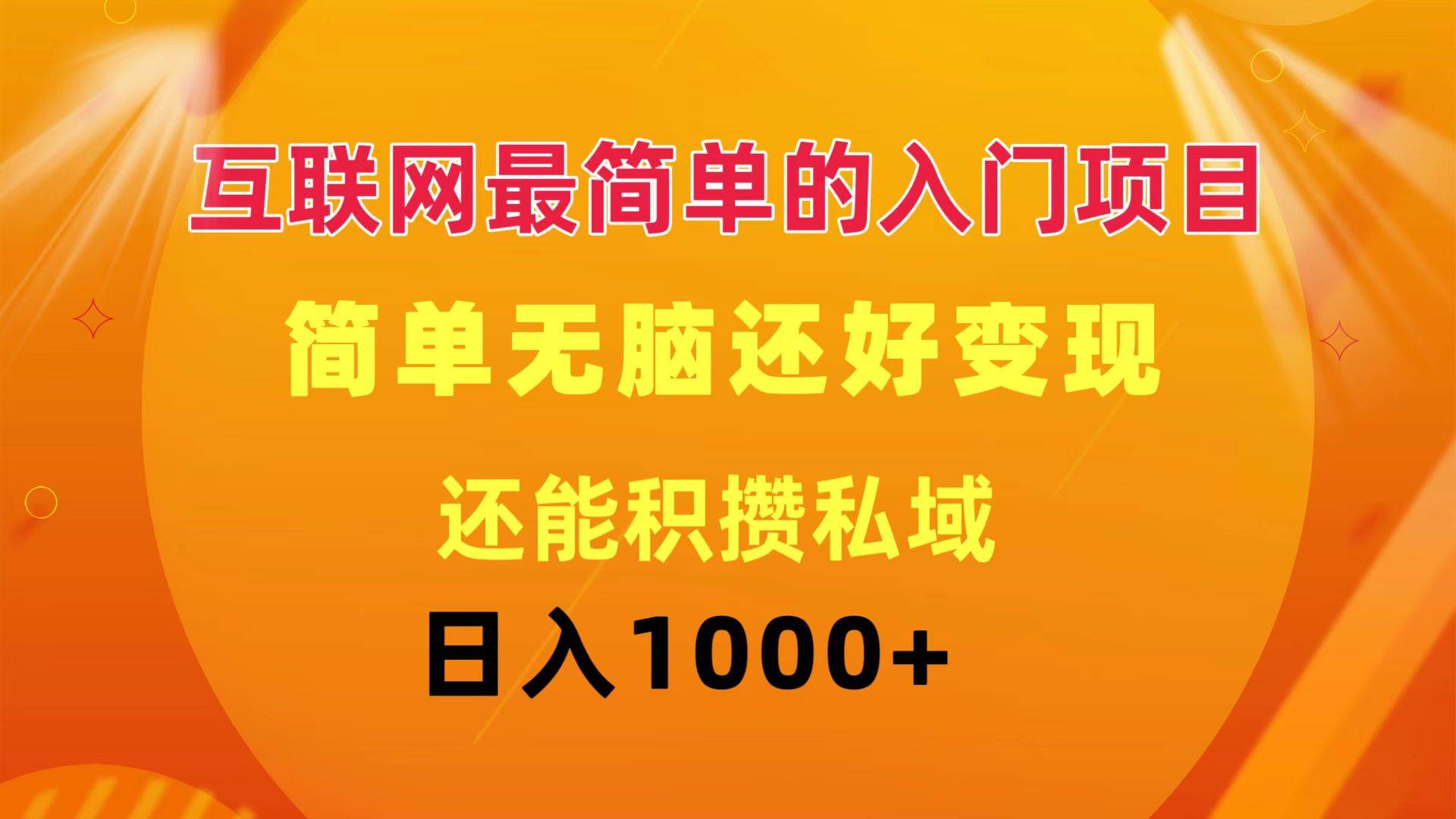 互联网最简单的入门项目：简单无脑变现还能积攒私域一天轻松1000+-即时风口网