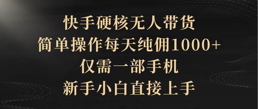 快手硬核无人带货，简单操作每天纯佣1000+,仅需一部手机，新手小白直接上手-即时风口网