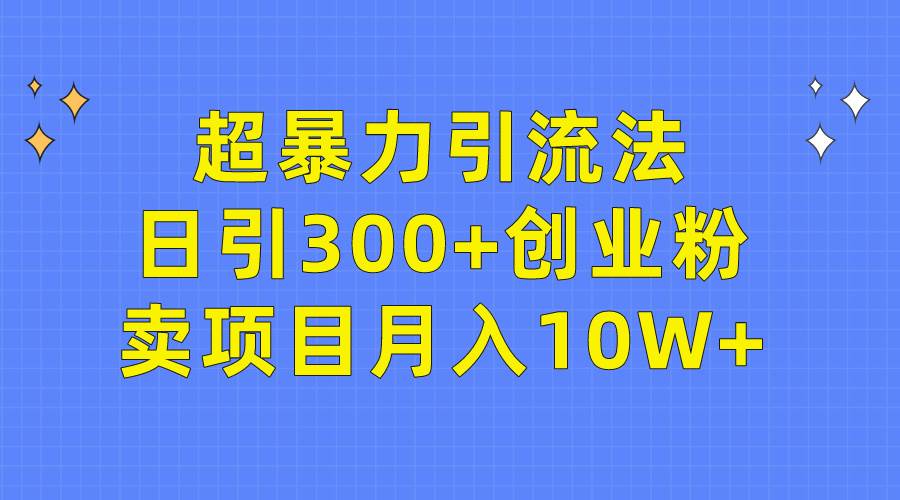 超暴力引流法，日引300+创业粉，卖项目月入10W+-即时风口网