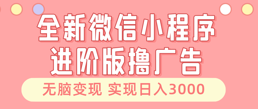 全新微信小程序进阶版撸广告 无脑变现睡后也有收入 日入3000＋-即时风口网